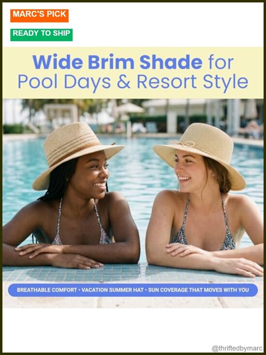 Wide Brim Straw Panama Sun Hat UPF 50+ Packable Beach Hat Summer Vacation main image 4